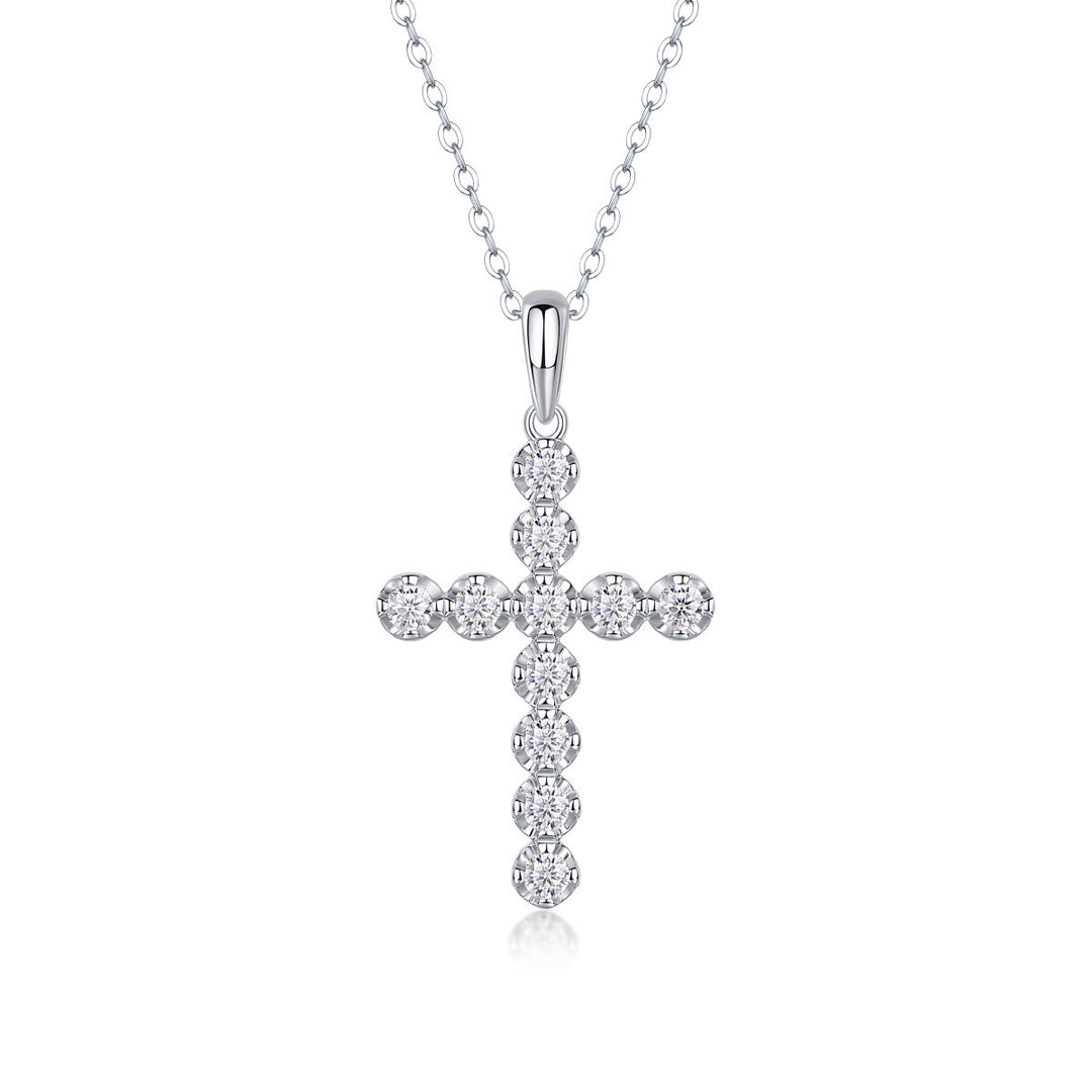 Collana con croce in argento sterling e moissanite di Christianartworkshop: eleganza di fede e brillantezza senza tempo - B - image 1