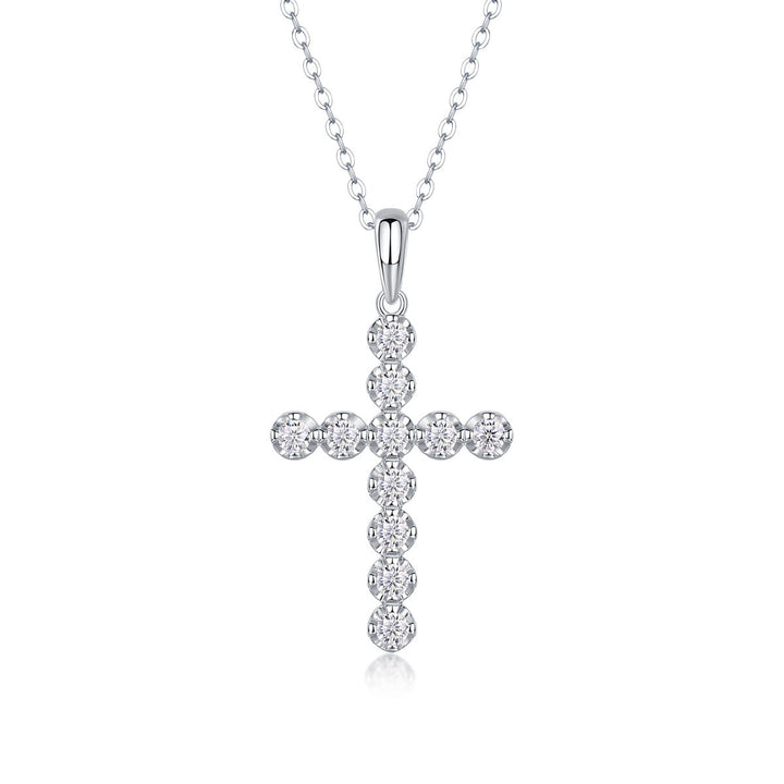 Collana con croce in argento sterling e moissanite di Christianartworkshop: eleganza di fede e brillantezza senza tempo - B - image 1