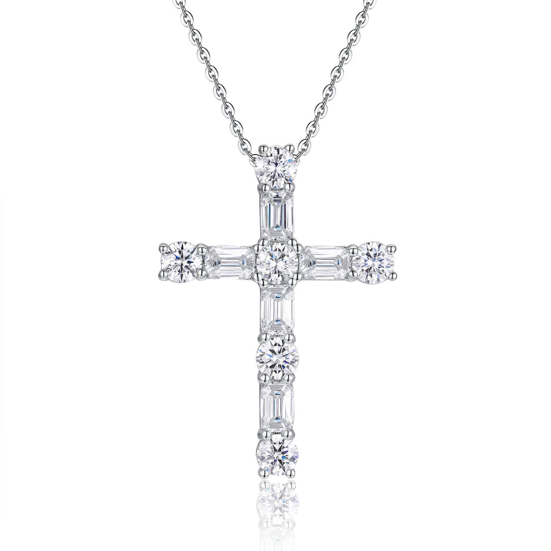 Collana con croce in argento sterling e moissanite Christianartworkshop : eleganza di fede e brillantezza senza tempo - C - image 2