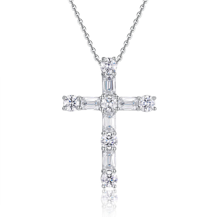 Collana con croce in argento sterling e moissanite Christianartworkshop : eleganza di fede e brillantezza senza tempo - C - image 2