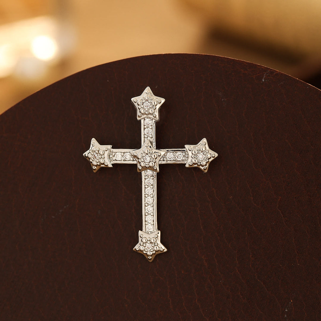 Serie di croci in rame multi-design di Christianartworkshop: diverse opzioni di stile per l'abbigliamento religioso - Croce Stellare - Argento - image 4