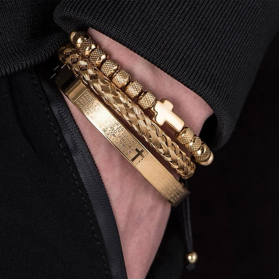 Set di bracciali con croce impilabili Christianartworkshop: integrazione della fede alla moda - image 1