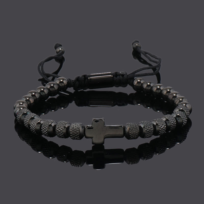 Set di bracciali con croce impilabili Christianartworkshop : integrazione della fede alla moda - Croce a strato singolo - Nero - image 9