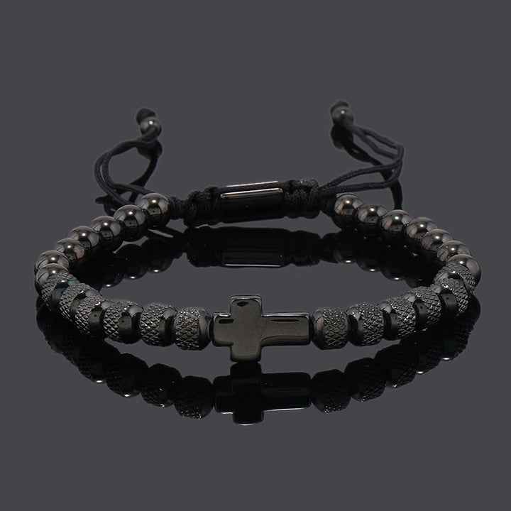 Set di bracciali con croce impilabili Christianartworkshop : integrazione della fede alla moda - Croce a strato singolo - Nero - image 9