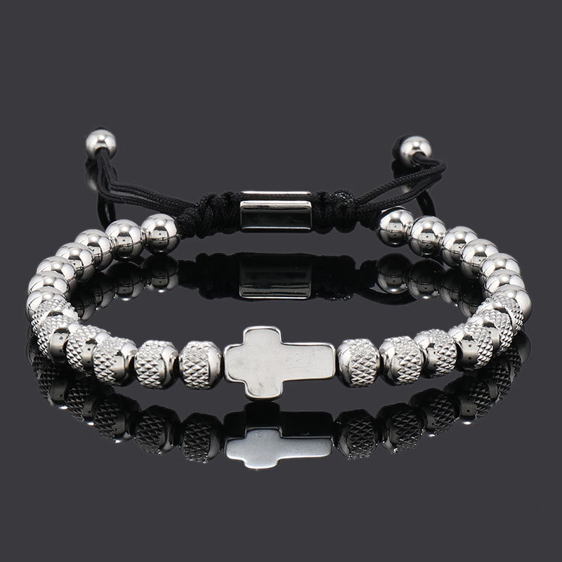 Set di bracciali con croce impilabili Christianartworkshop : integrazione della fede alla moda - Croce a strato singolo - Argento - image 11