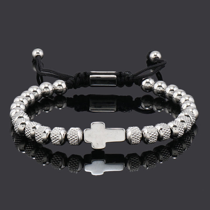 Set di bracciali con croce impilabili Christianartworkshop : integrazione della fede alla moda - Croce a strato singolo - Argento - image 11