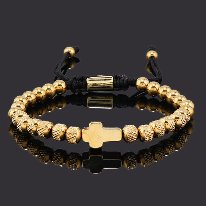 Set di bracciali con croce impilabili Christianartworkshop : integrazione della fede alla moda - Croce a strato singolo - D'oro - image 7