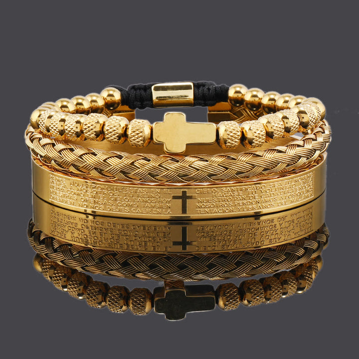 Set di bracciali con croce impilabili Christianartworkshop: integrazione della fede alla moda - Croce multistrato - D'oro - image 0