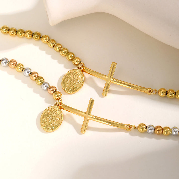 Bracciale con perline a forma di croce e Madonna Christianartworkshop : simbolo spirituale dall'eleganza raffinata - image 4