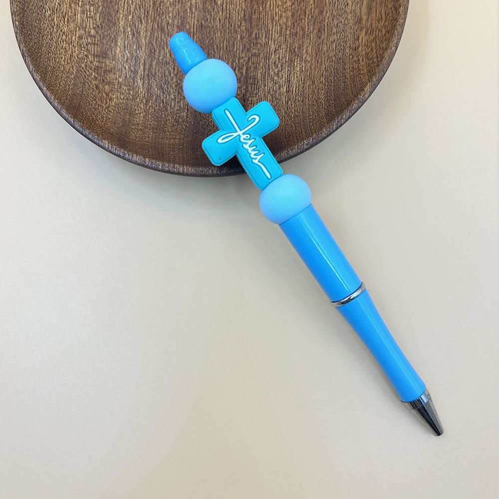 Christianartworkshop Serie di penne Jesus Cross: strumento di scrittura ispirato alla fede con ciondolo simbolico - Blu - image 6