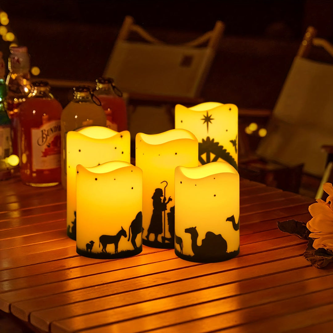 Christianartworkshop Decorazione a candela LED con bordo ondulato per presepe: modalità di illuminazione multiple per la fede - image 5