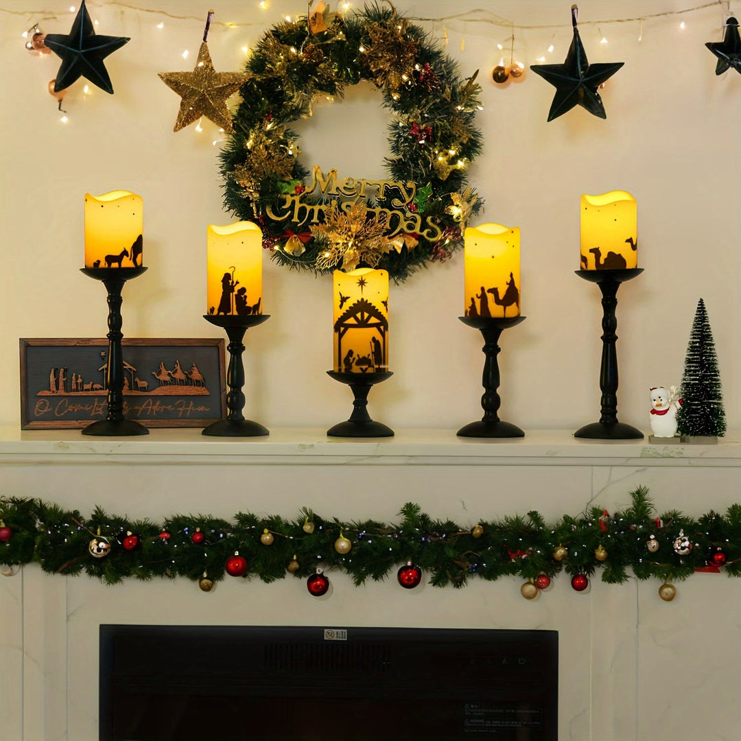 Christianartworkshop Decorazione a candela LED con bordo ondulato per presepe: modalità di illuminazione multiple per la fede - Luce colorata - image 2