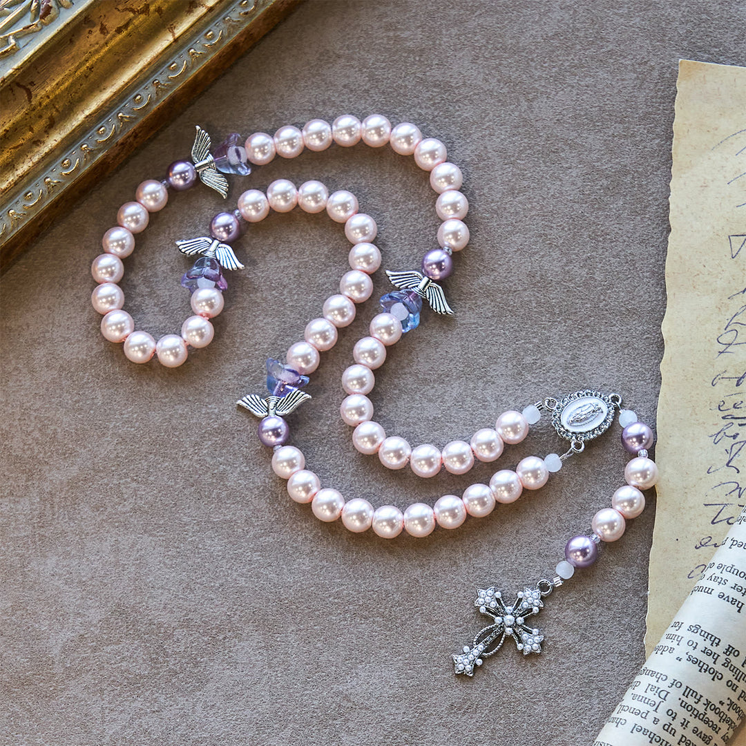 Christianartworkshop Rosario con preghiera dell'angelo custode alla lavanda: protezione di Cristo e grazia divina - Rosario dell'angelo custode - image 0