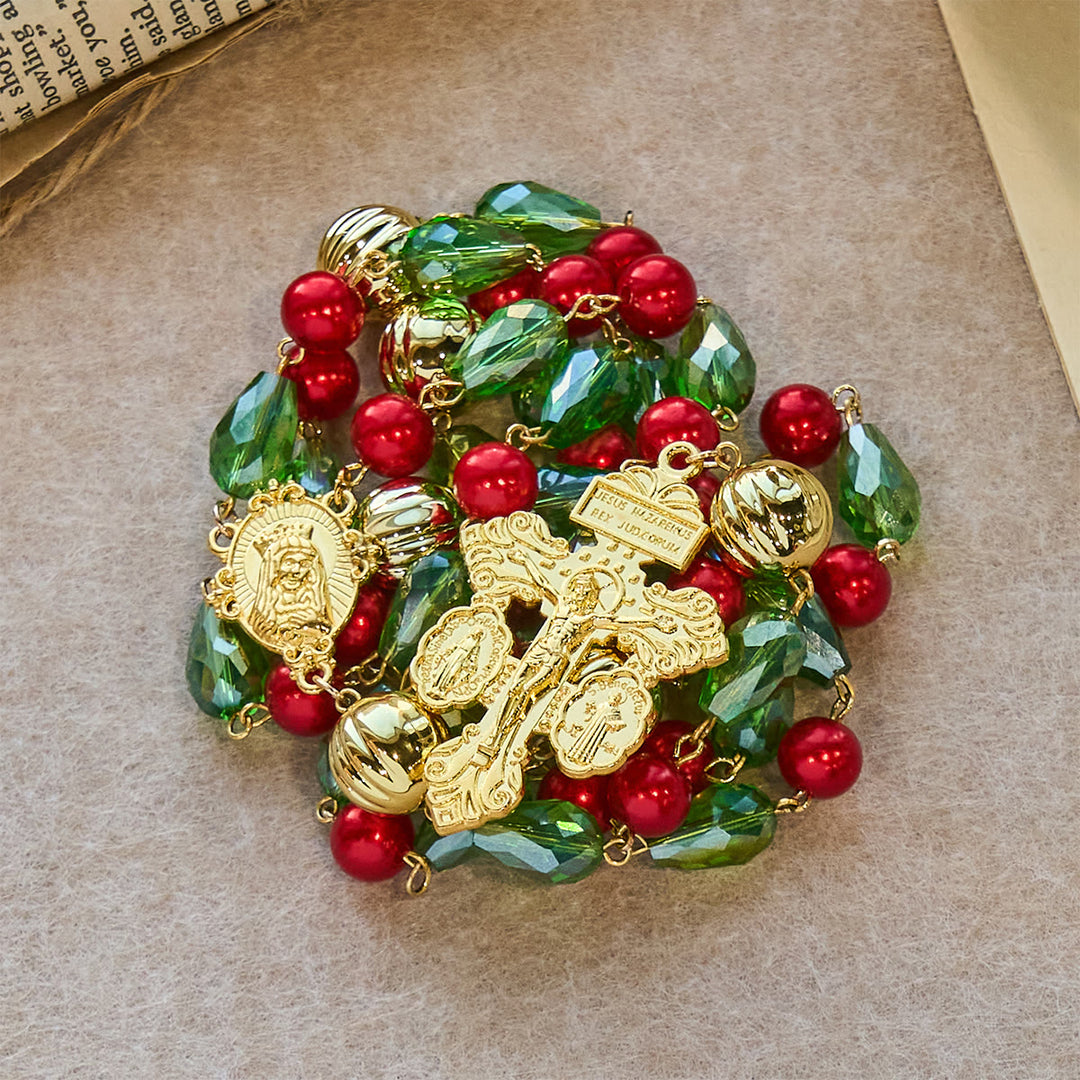 Christianartworkshop Regalo di Natale: Crocifisso del Perdono Rosario di Natale decorato: fedele compagno e decorazione festiva - image 7