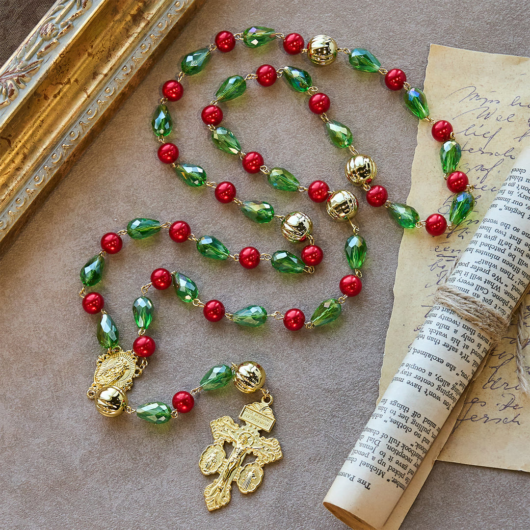 Christianartworkshop Crocifisso del Perdono Rosario di Natale decorato: fedele compagno e decorazione festiva - image 7