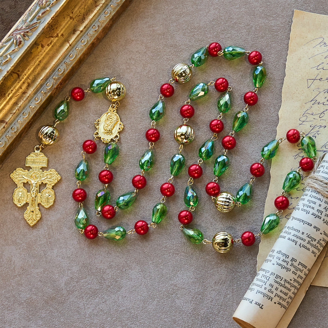 Christianartworkshop Crocifisso del Perdono Rosario di Natale decorato: fedele compagno e decorazione festiva - image 6