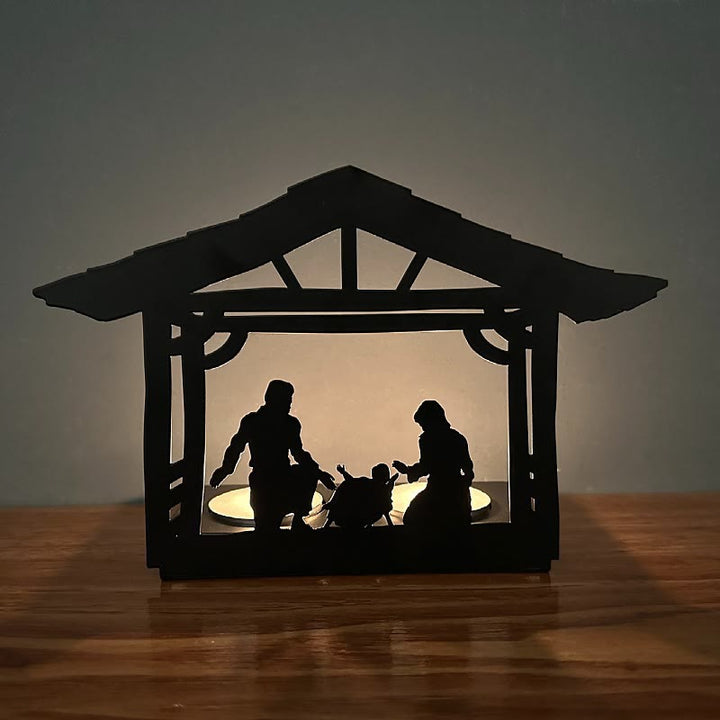 Portacandele decorativo in ferro per la natività di Christianartworkshop: scena luminosa della mangiatoia e decorazioni natalizie - Candeliere in metallo-6 - image 5