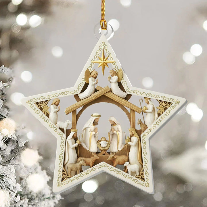 Christianartworkshop Decorazione da appendere alla natività Guiding Star: scena sacra della nascita e accento di gioia festiva - image 1