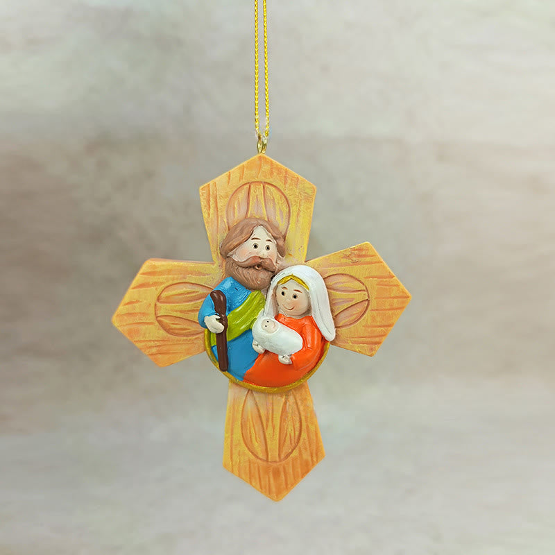 Christianartworkshop Decorazioni a forma di croce e stella della Sacra Famiglia: un caldo accento di fede per gli alberi di Natale - image 2