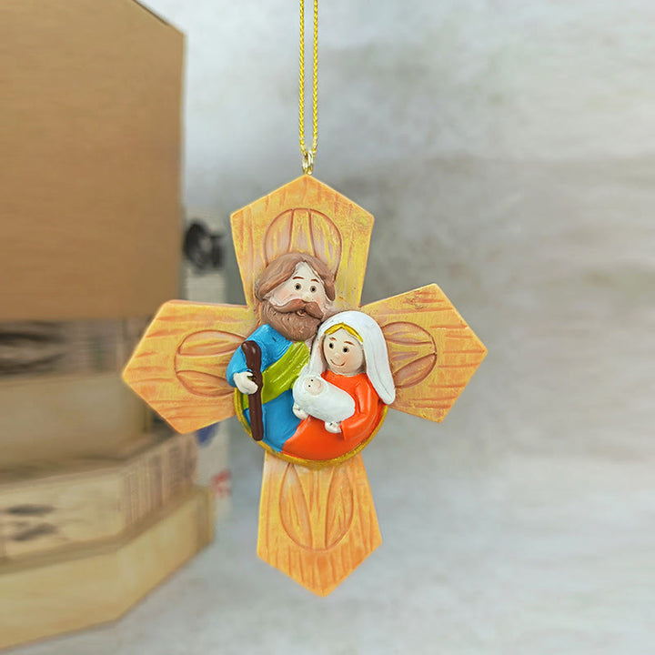 Christianartworkshop Decorazioni a forma di croce e stella della Sacra Famiglia: un caldo accento di fede per gli alberi di Natale - Attraverso - image 0