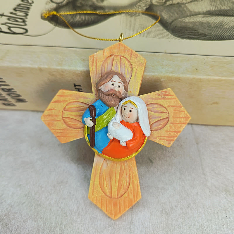 Christianartworkshop Decorazioni a forma di croce e stella della Sacra Famiglia: un caldo accento di fede per gli alberi di Natale - image 1