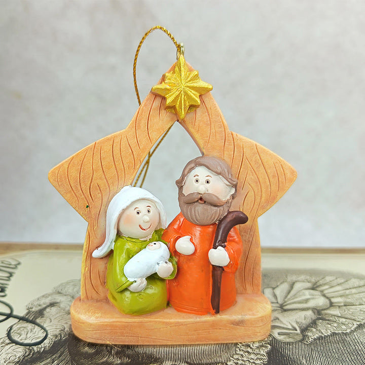 Christianartworkshop Decorazioni a forma di croce e stella della Sacra Famiglia: un caldo accento di fede per gli alberi di Natale - Stella - image 3
