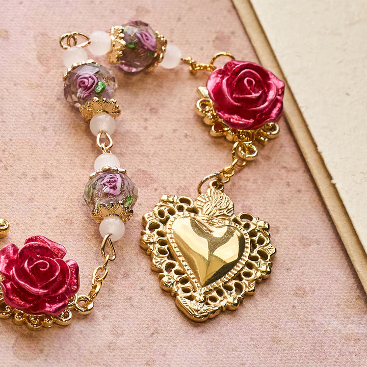 Christianartworkshop Rosario devozionale con accenti di rosa e Sacro Cuore: fede gentile per la preghiera quotidiana - image 9