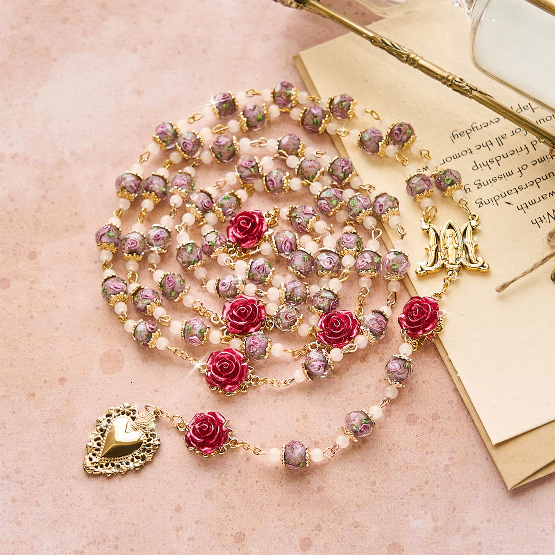 Christianartworkshop Rosario devozionale con accenti di rosa e Sacro Cuore: fede gentile per la preghiera quotidiana - image 3