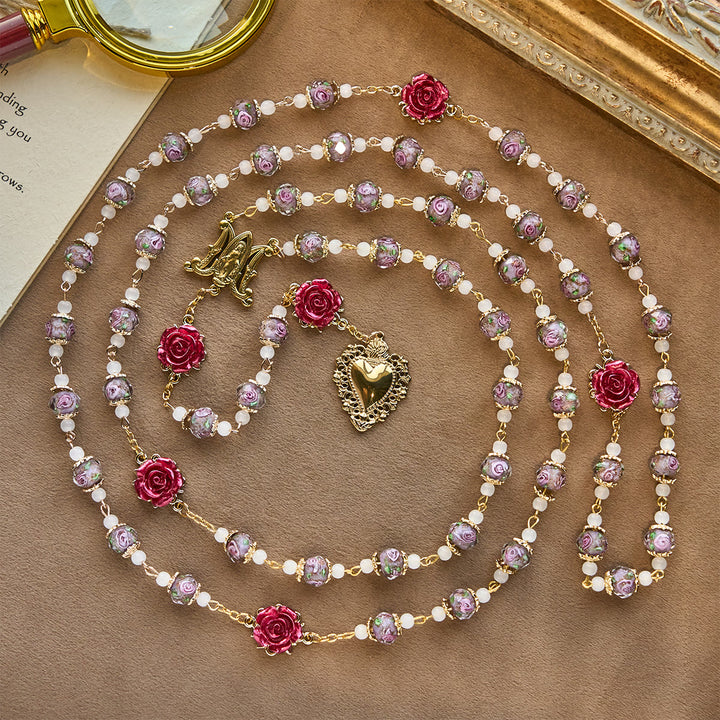 Christianartworkshop Rosario devozionale con accenti di rosa e Sacro Cuore: fede gentile per la preghiera quotidiana - image 5
