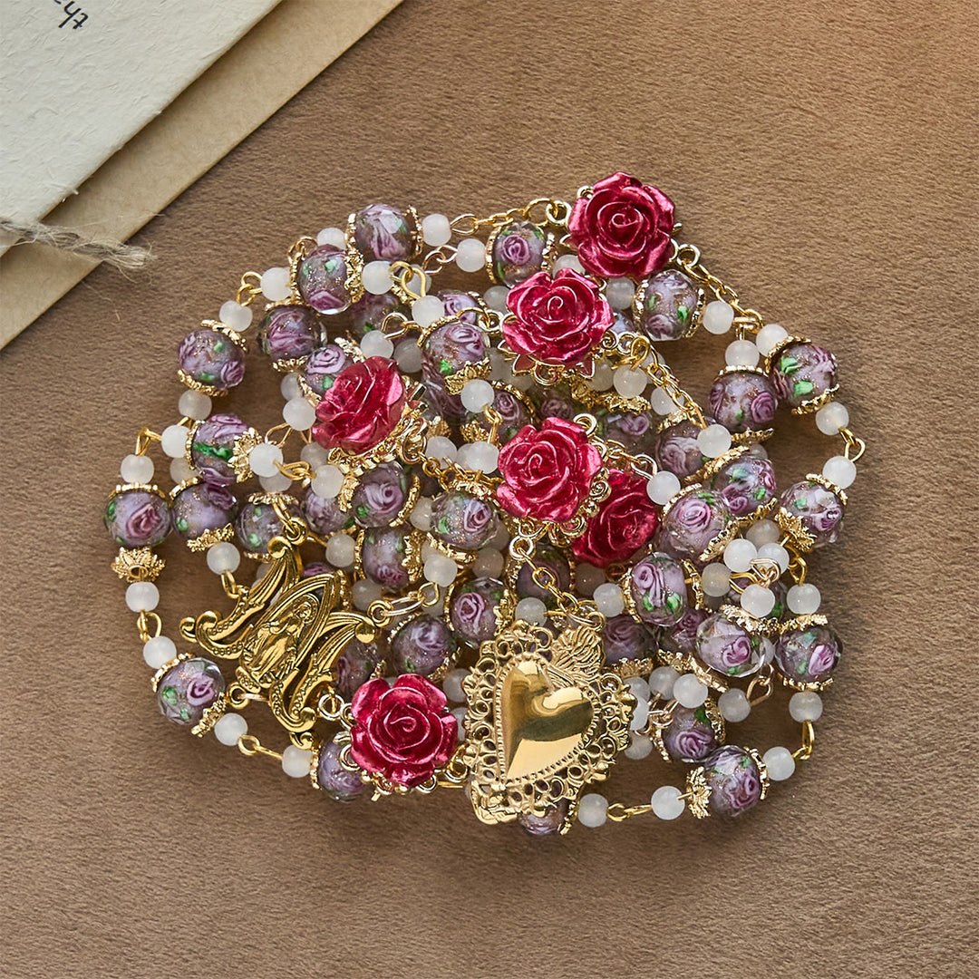 Christianartworkshop Rosario devozionale con accenti di rosa e Sacro Cuore: fede gentile per la preghiera quotidiana - image 6