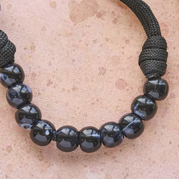 Christianartworkshop Rosario portatile classico nero con Madonna in bronzo con crocifisso - image 6