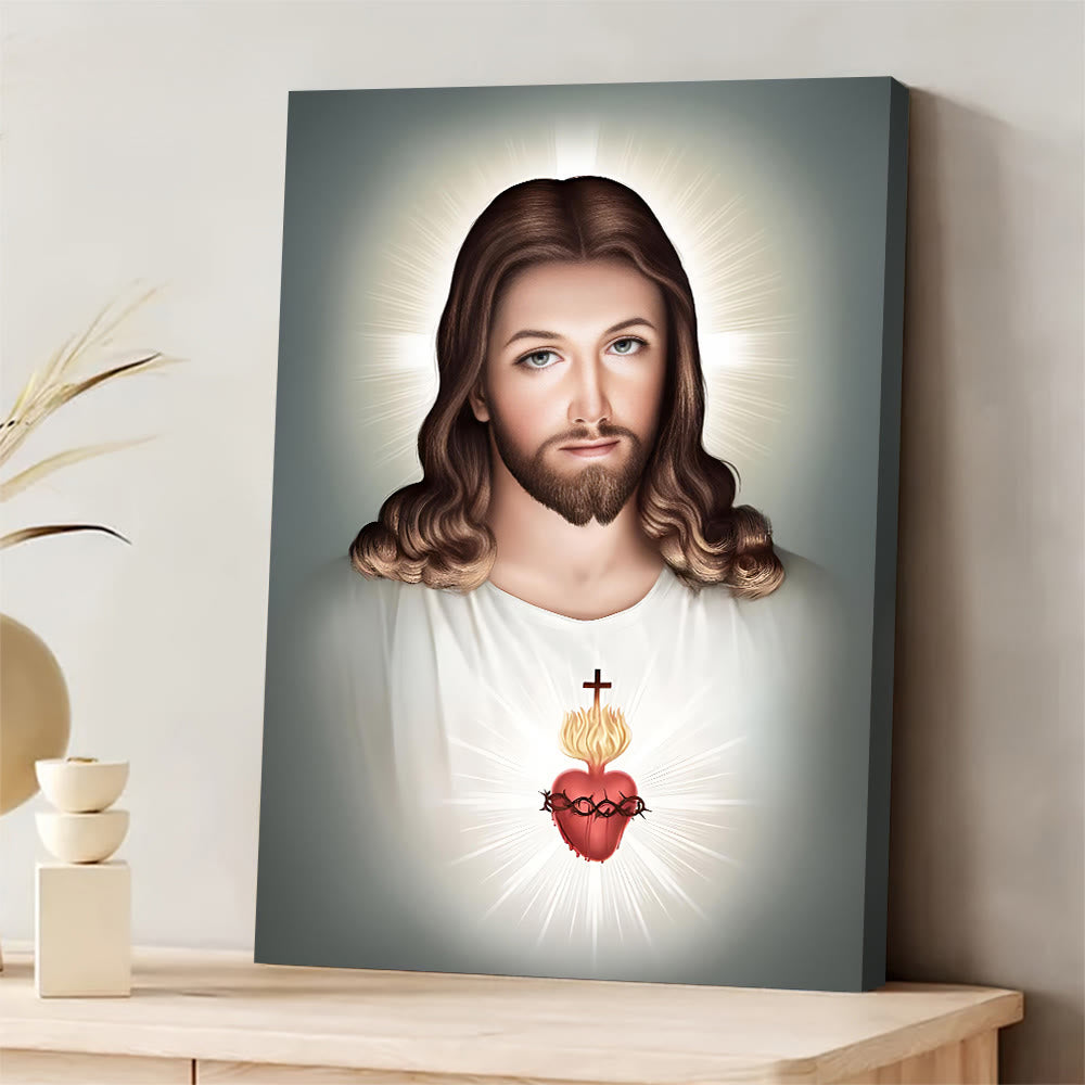 Christianartworkshop Gesù con Sacro Cuore: Arte murale: Fede gentile per l'arredamento della casa - image 2