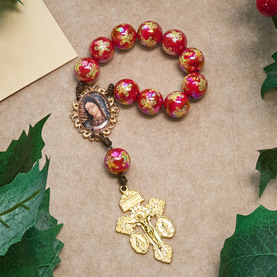 Christianartworkshop Regalo di Natale: Rosario tascabile con perline rosse e verdi per le feste di Natale: prega ovunque e in qualsiasi momento - image 17