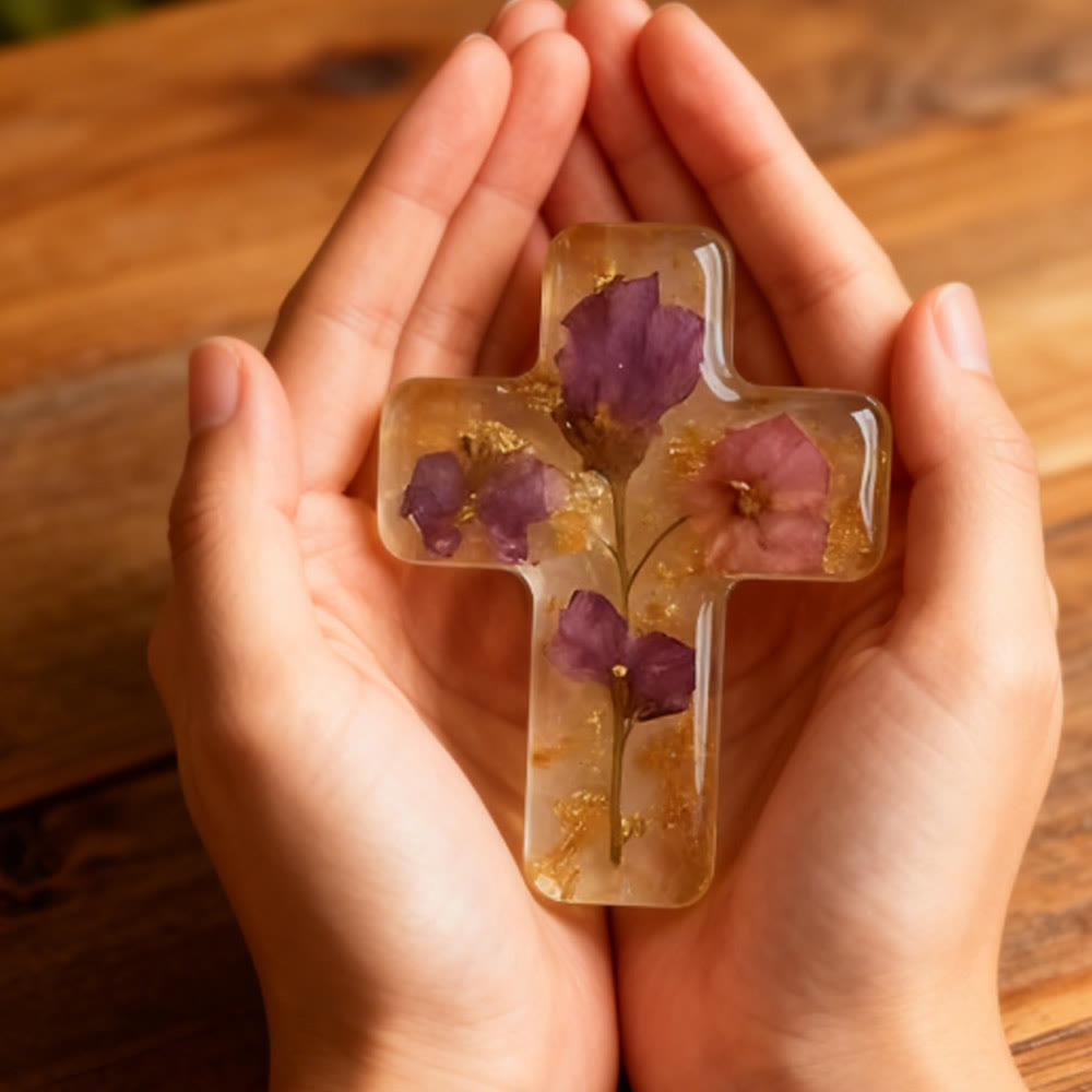 Christianartworkshop Angelo e Croce, ornamento di preghiera (con biglietto): tenera devozione per momenti di tranquillità - image 1