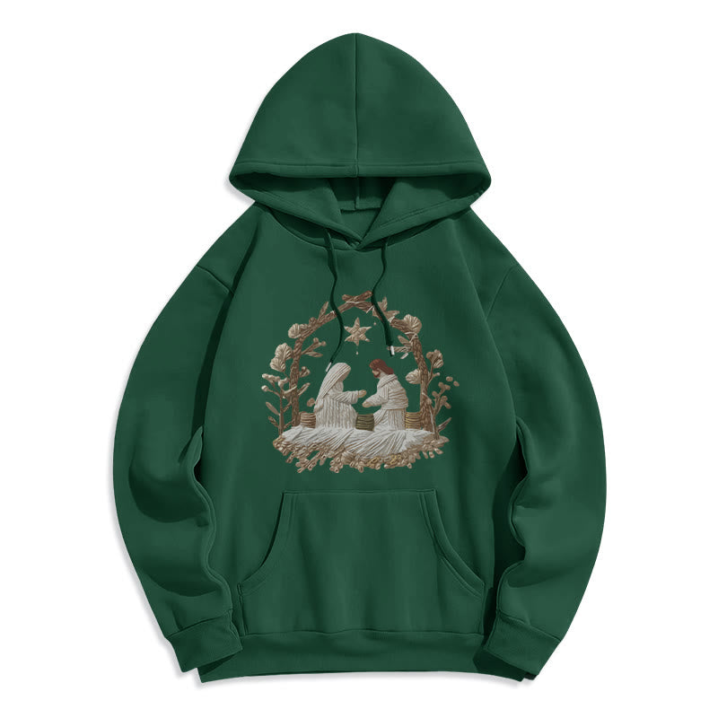 Felpa con cappuccio natalizia Natività Christianartworkshop , foderata in pile, in poliestere - Verde - 2XL - image 5