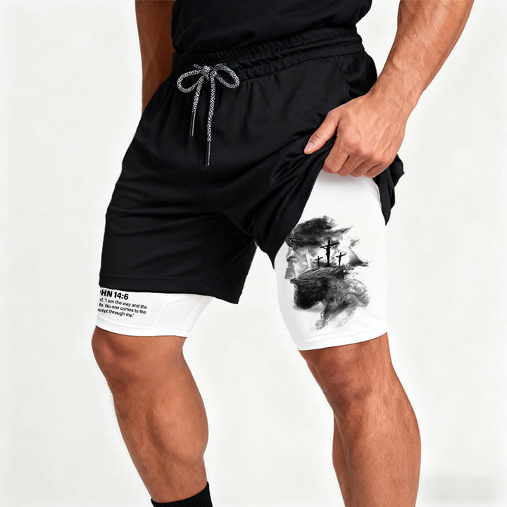 Christianartworkshop Pantaloncini sportivi con motivo di Gesù e croce in Giovanni 14:6: indossa Devotion ogni giorno - image 1