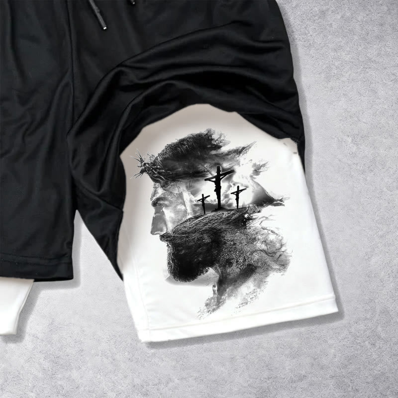 Christianartworkshop Giovanni 14:6 Pantaloncini da spettacolo della fede con disegno di Gesù e croce: indossa Devotion ogni giorno - image 6