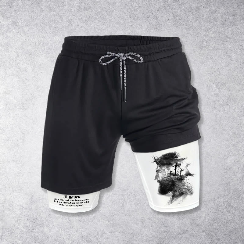 Christianartworkshop Giovanni 14:6 Pantaloncini da spettacolo della fede con disegno di Gesù e croce: indossa Devotion ogni giorno - image 5