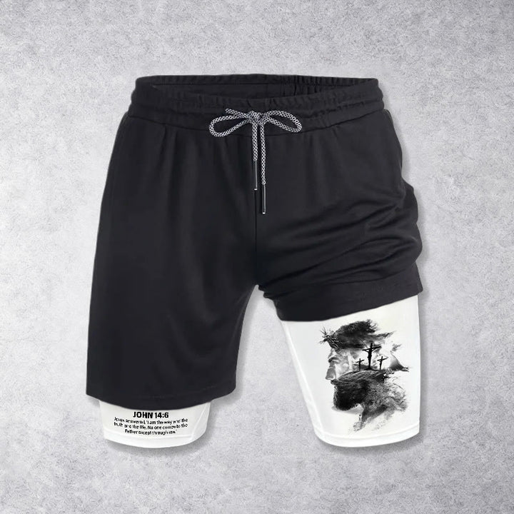 Christianartworkshop Giovanni 14:6 Pantaloncini da spettacolo della fede con disegno di Gesù e croce: indossa Devotion ogni giorno - image 5