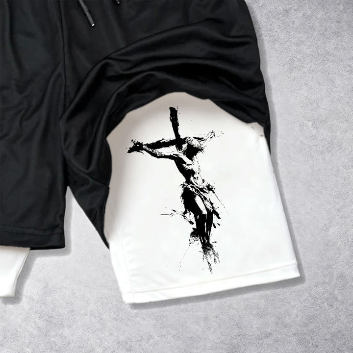 Christianartworkshop Crocifisso e Proverbi 16:9 Performance Shorts: Porta la fede in ogni passo - image 3