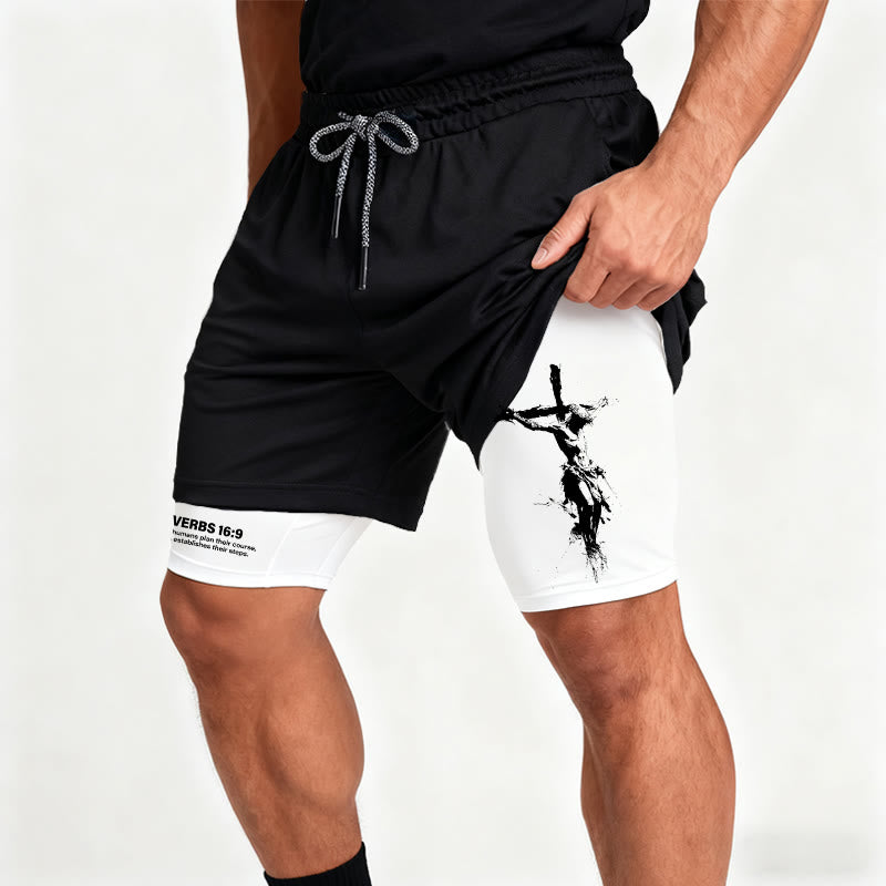 Christianartworkshop Crocifisso e Proverbi 16:9 Performance Shorts: Porta la fede in ogni passo - image 6