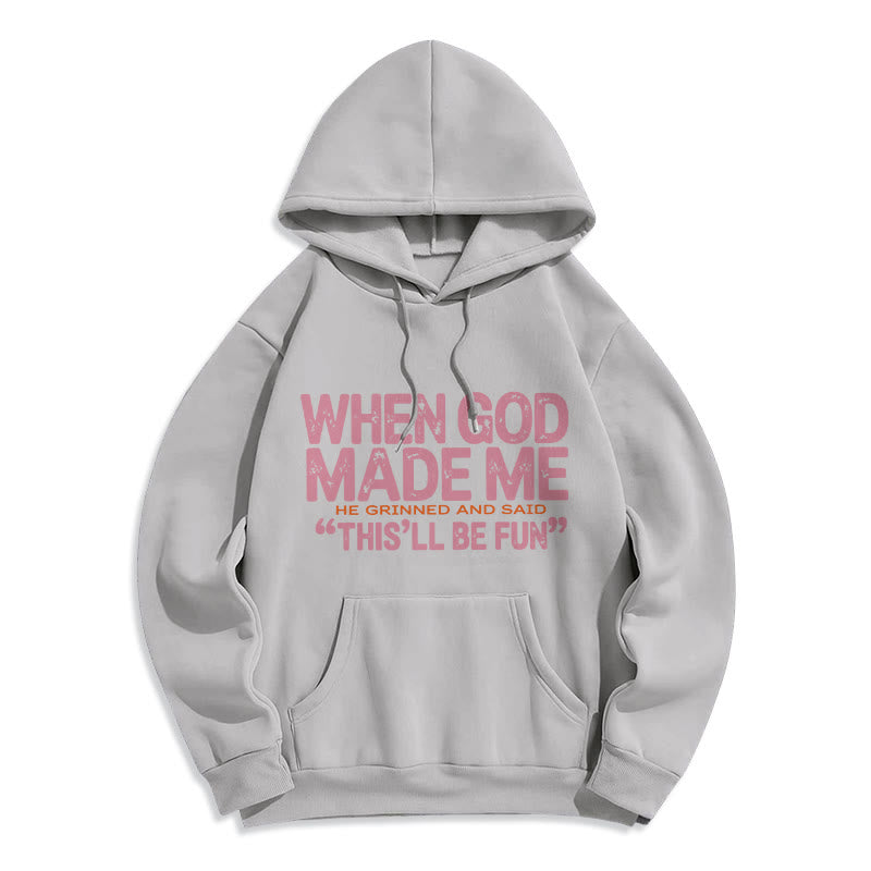 Felpa con cappuccio in poliestere foderata in pile con citazione di fede Christianartworkshop When God Made Me - Grigio - 2XL - image 3