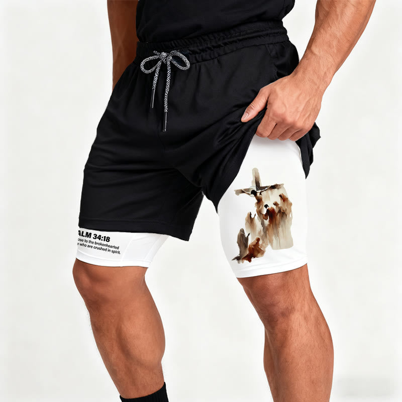 Christianartworkshop Salmo 34:18 Pantaloncini da spettacolo di fede con disegno a croce ad acquerello - image 3