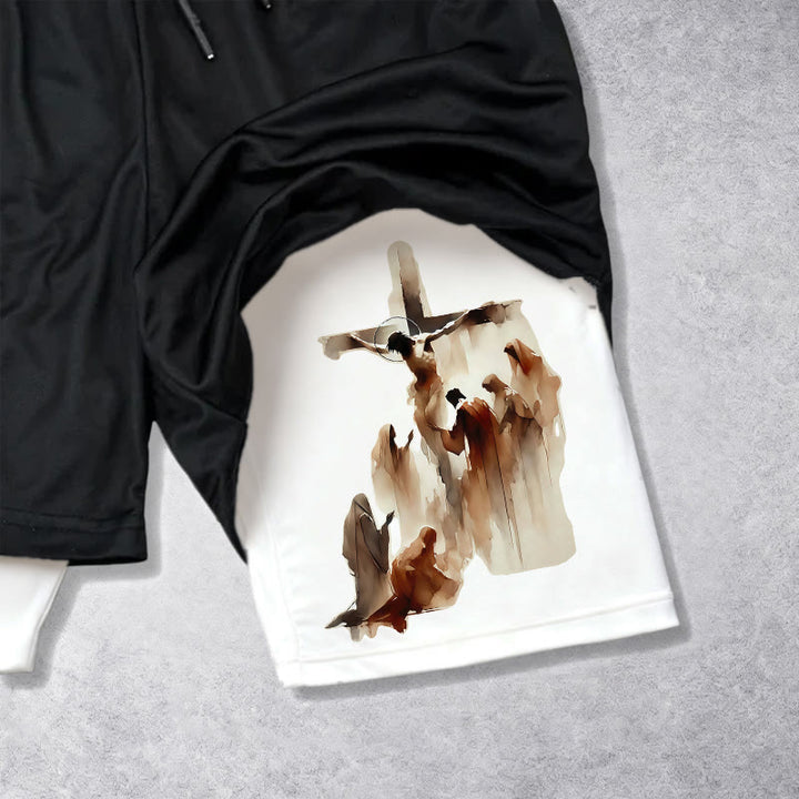 Christianartworkshop Salmo 34:18 Pantaloncini da spettacolo di fede con disegno a croce ad acquerello - image 6