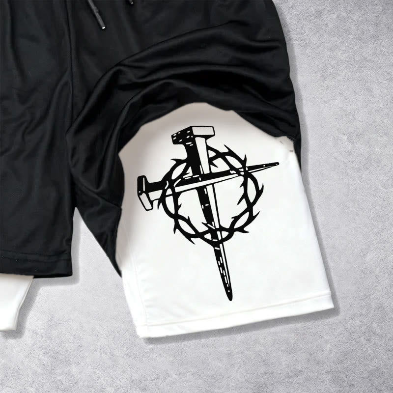 Christianartworkshop Filippesi 4:13 Pantaloncini da spettacolo della fede con chiodo e corona di croce - image 7