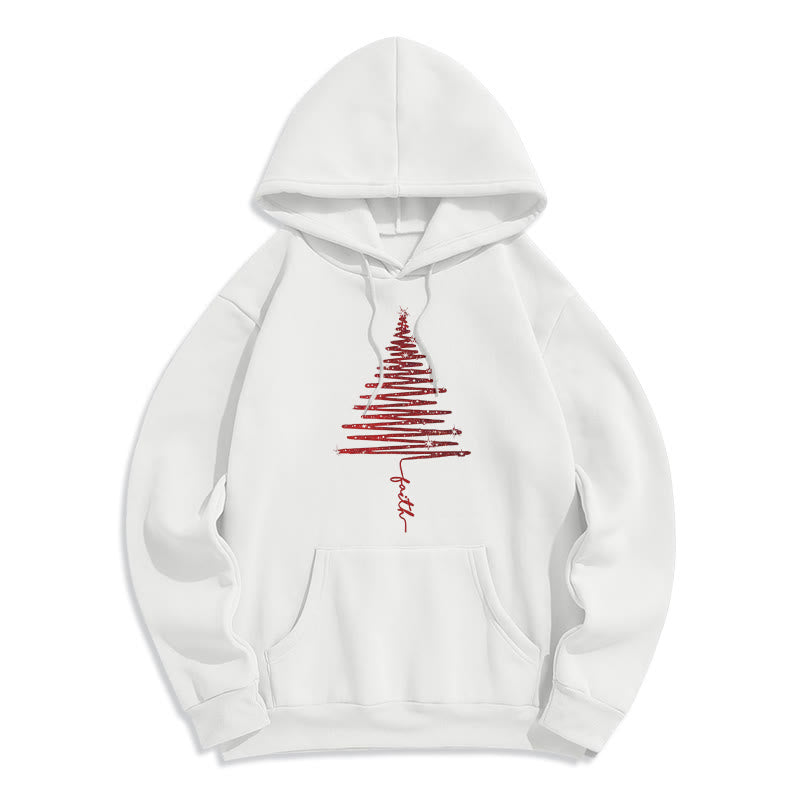 Felpa con cappuccio in poliestere foderata in pile con grafica a croce di Natale di Christianartworkshop - Bianco - 2XL - image 3