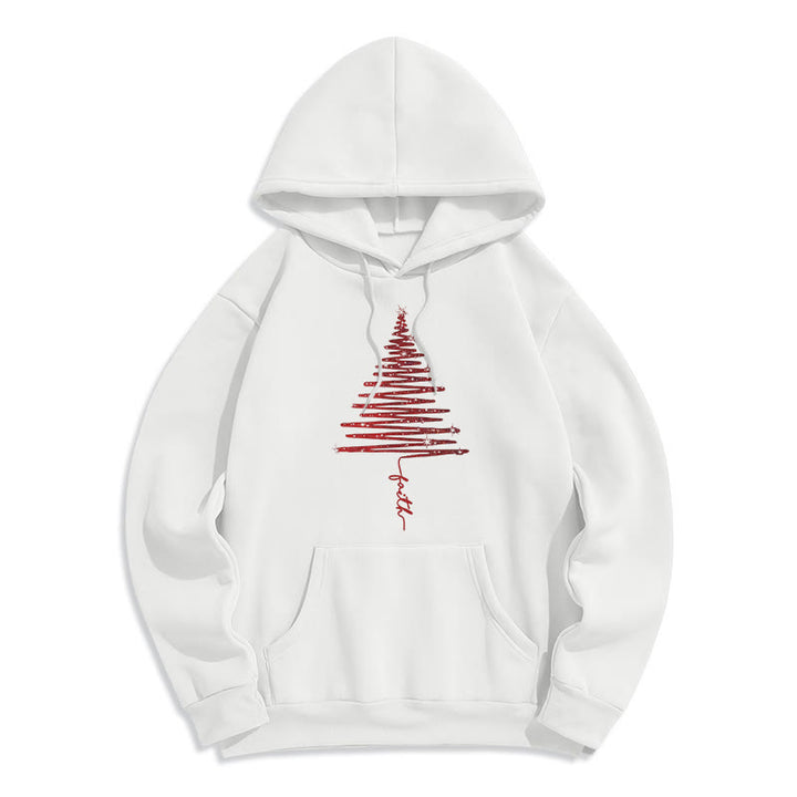 Felpa con cappuccio in poliestere foderata in pile con grafica a croce di Natale di Christianartworkshop - Bianco - 2XL - image 3