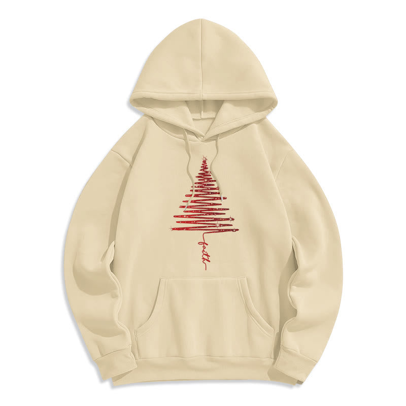 Felpa con cappuccio in poliestere foderata in pile con grafica a croce di Natale di Christianartworkshop - Beige - 2XL - image 0