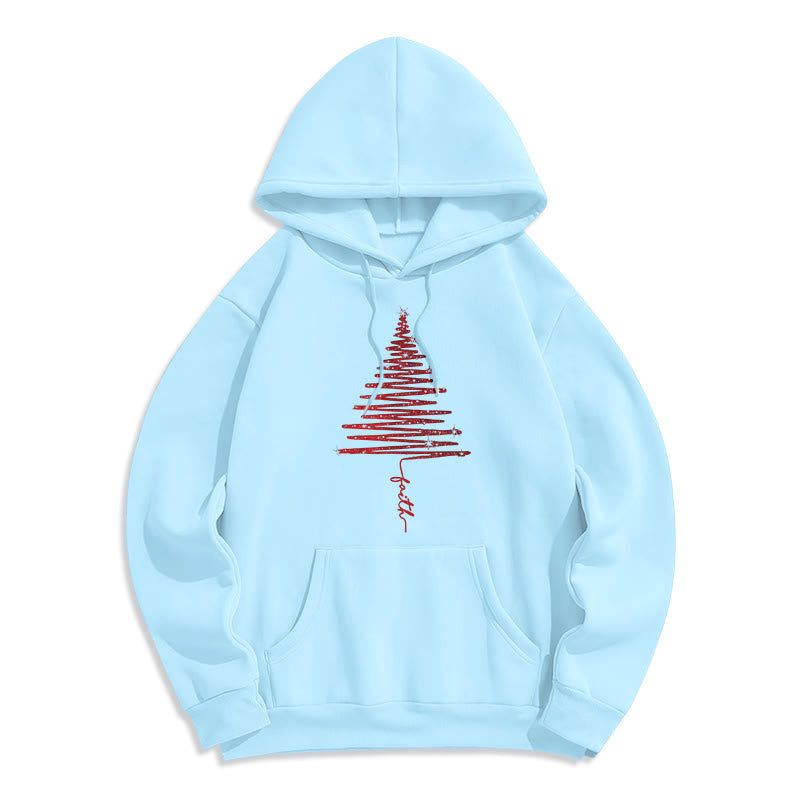 Felpa con cappuccio in poliestere foderata in pile con grafica a croce di Natale di Christianartworkshop - Blu - 2XL - image 8