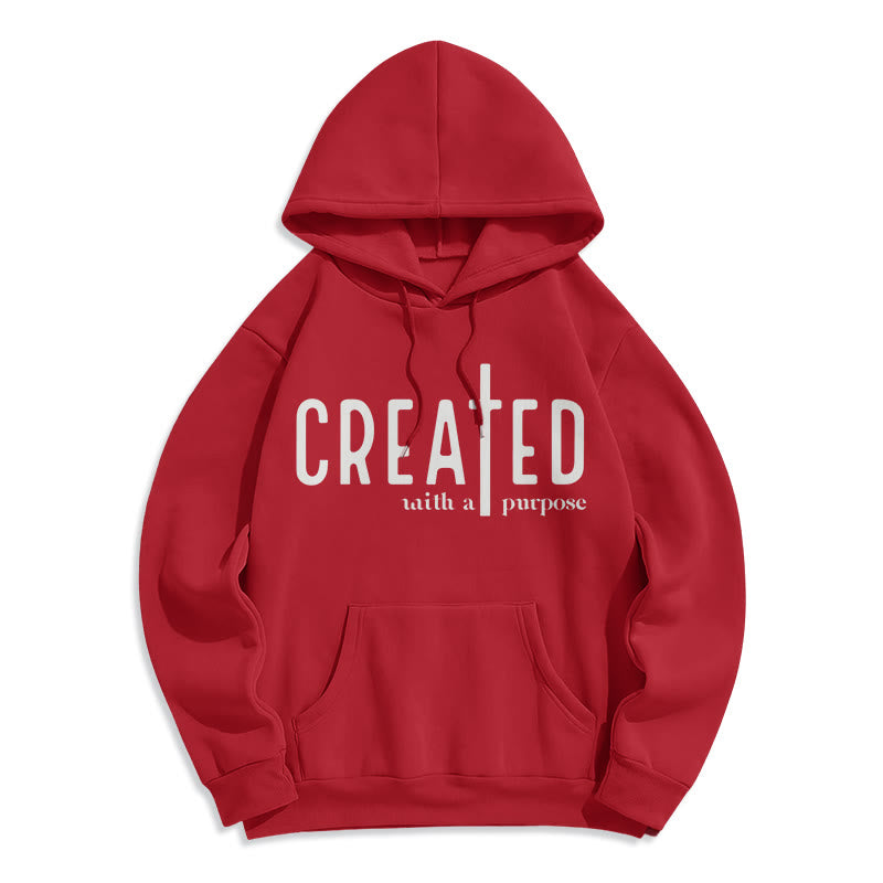 Felpa con cappuccio in poliestere foderata in pile "Created With a Purpose" Christianartworkshop - Rosso - 2XL - image 1